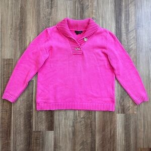 Lauren by Ralph Lauren Bright Pink Women's Cowl Neck Sweater with Buckles, 1X